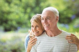 man and woman smiling 