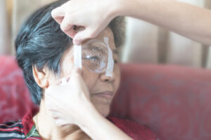 Woman during cataract consultation
